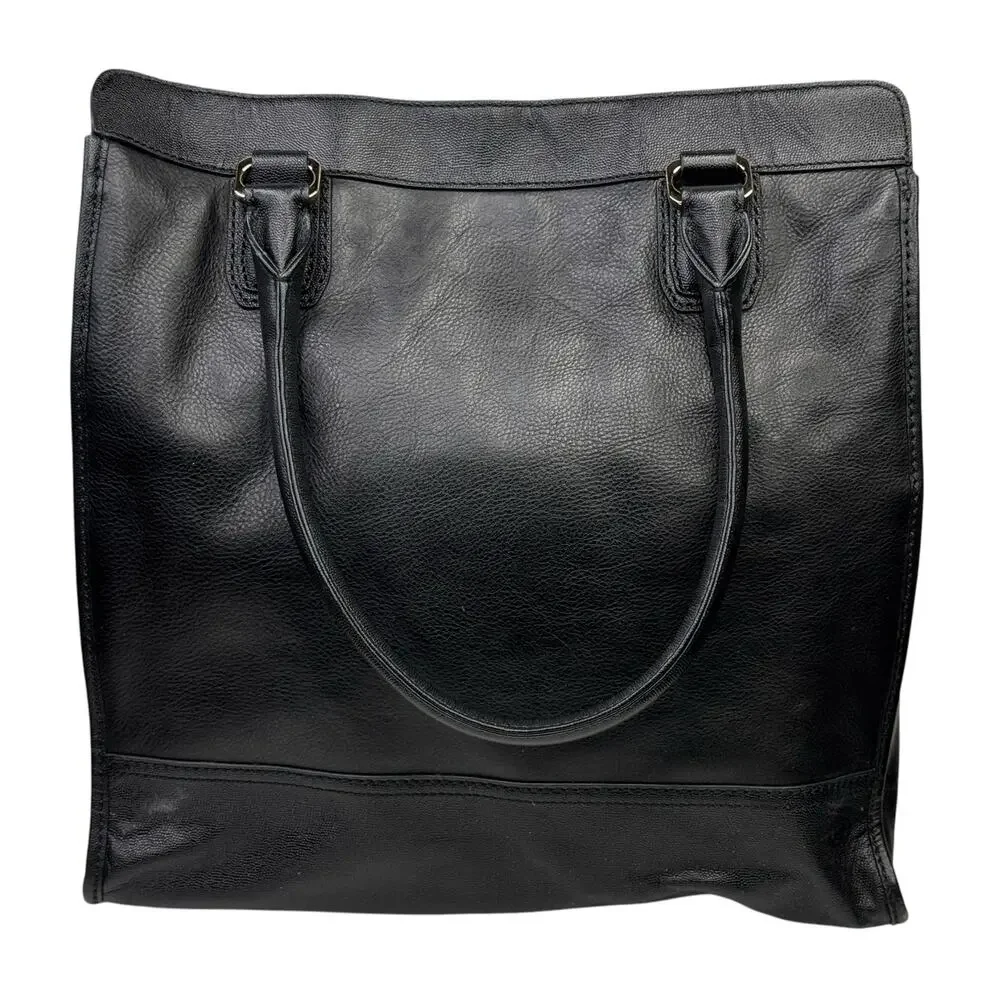Cole Haan Black Leather Large Satchel Bag Vintage Valise II Kendra Women's Bags